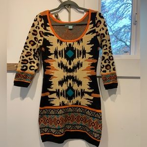 Aztec leopard print mini dress
